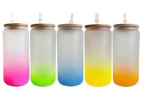 16 oz Frosted Color Sublimation Glass Jar