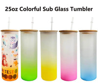 25 oz Frosted Color Sublimation Glass Tumbler