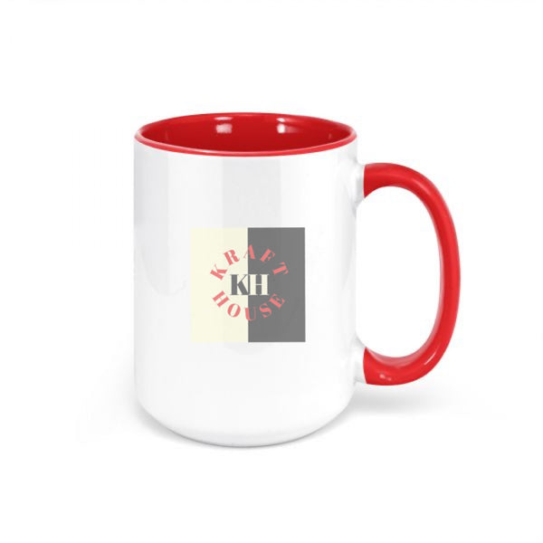 15 oz Coffee Mug with Red handle + Box